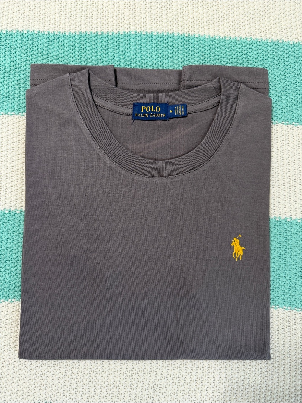 Polo by Ralph Lauren Charcoal Crewneck Tee with Yellow Pony